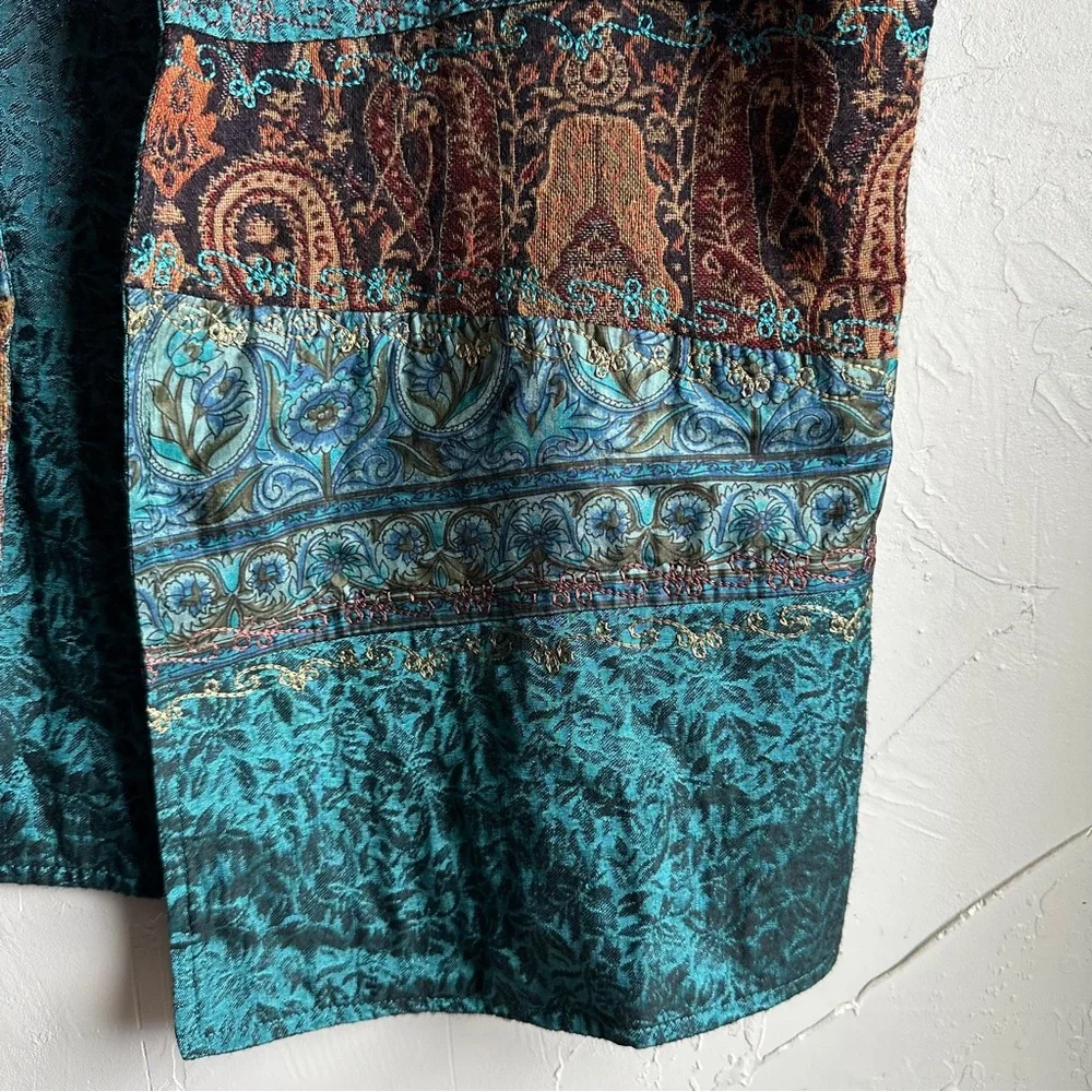 Vintage Coldwater Creek Tapestry Vest Bohemian Boho Artsy Chic Paisley Sz L Silk
